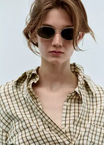 Mango Metallic Frame Sunglasses In Gold