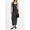 Mango Metallic Knit Dress In Black