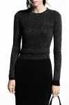 Mango Metallic Knit Sweater In Black