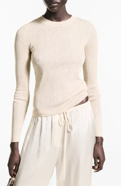 Mango Metallic Knit Sweater In Gold