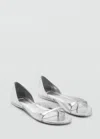 Mango Metallic Leather Sandals Silver In Silver