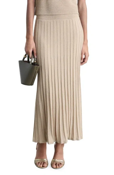 Mango Metallic Rib Sweater Dress In Gold