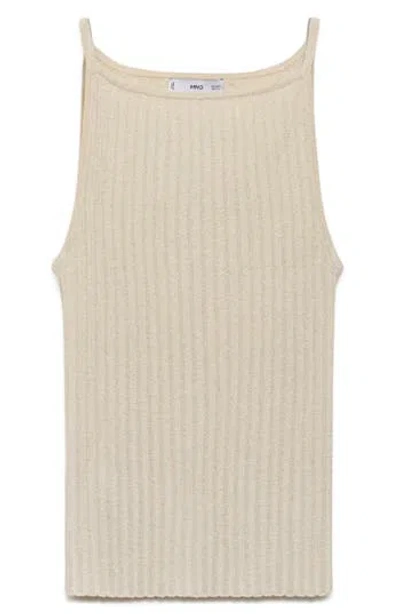 Mango Metallic Rib Sweater Tank In Neutral