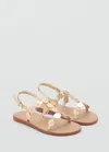 Mango Metallic Sandal With Decorative Coins Gold In Gold