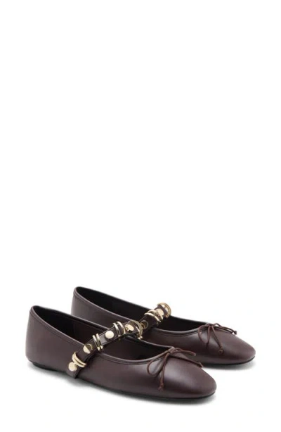 Mango Ballet Pump With Metallic Strap Details Burgundy In Multi