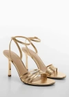 Mango Combined-strap Heeled Sandals Gold In Gold