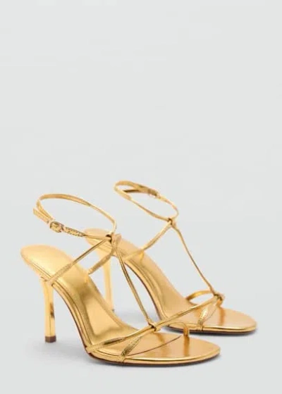 Mango Metallic Strap Sandals Gold
