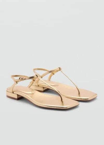 Mango Metallic Strap Sandals Gold