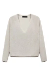 Mango Metallic V-neck Sweater In Silver