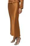 Mango Mia Satin Midi Skirt In Brown