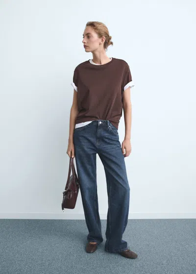 Mango Jean Miami Droit Taille Normale Bleu Foncé - Femme - 34 -  In Blue