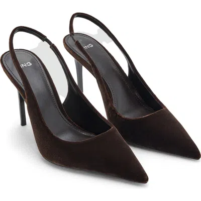 Mango Mica Pointed Toe Slingback Pump In Brown
