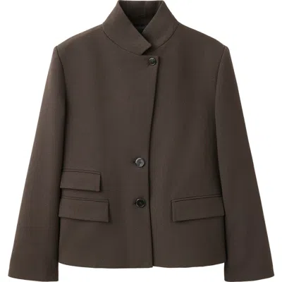 Mango Micro Houndstooth Check Blazer In Brown