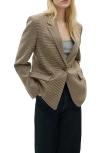 Mango Micro Houndstooth Straight Fit Blazer In Brown