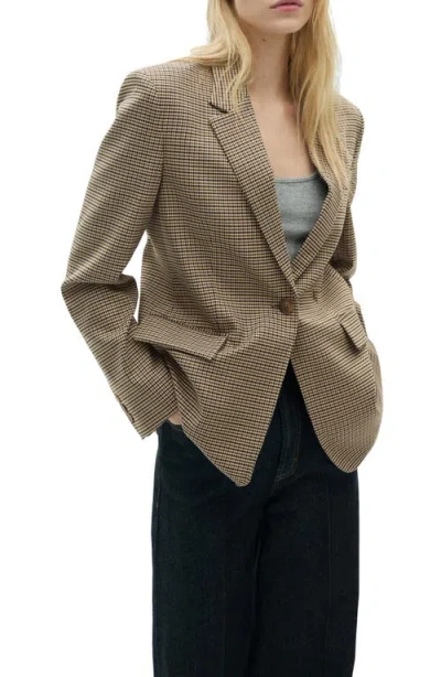 MANGO MANGO MICRO HOUNDSTOOTH STRAIGHT FIT BLAZER