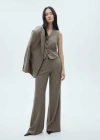 Mango Micro Houndstooth Suit Waistcoat Khaki In Khaki