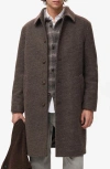 Mango Microcheck Long Coat In Brown