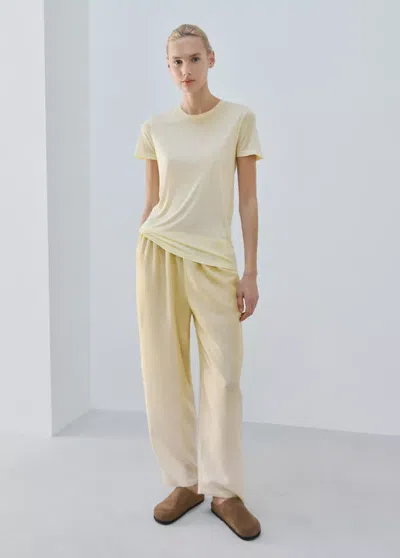 Mango Micromodal Short-sleeve T-shirt In Yellow