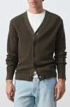 Mango Medium Knit Microstructure Cardigan In Brown