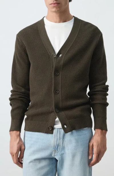 MANGO MANGO MICROSTRUCTURE COTTON BLEND CARDIGAN