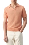 Mango Microstructure Cotton Blend Polo In Orange