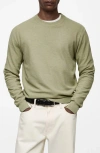 Mango Microstructure Crewneck Sweater In Green Apple