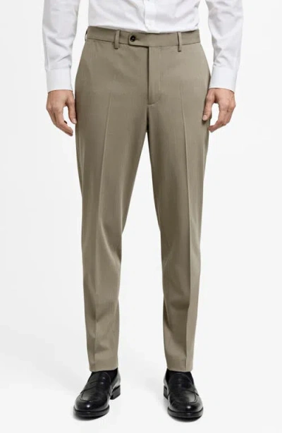 Mango Microstructured Tailored Pants In Beige