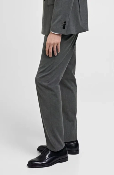 Mango Microstructured Tailored Pants In Gray