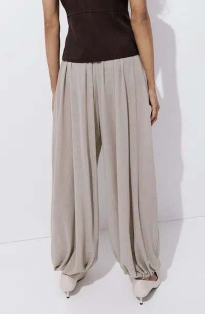 Mango Mid Rise Baggy Elastic Hem Pants In Gray