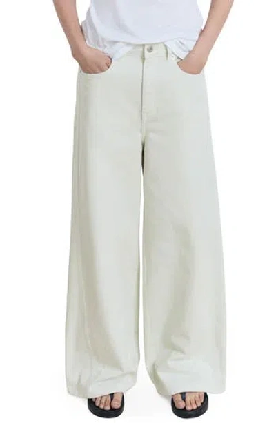Mango Mid Rise Baggy Ultra Wide Leg Jeans In White