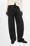 Mango Mid-rise Barrel Jeans Black Denim