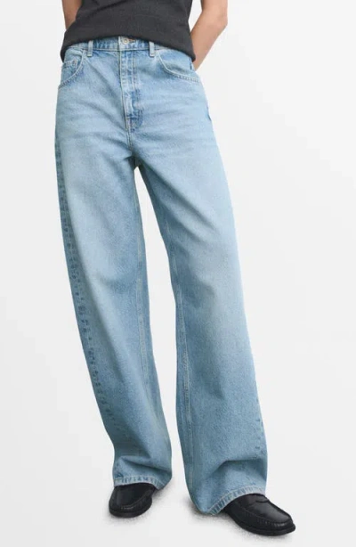 Mango Mid Rise Balloon Jeans In Blue
