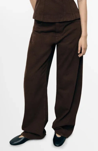Mango Mid Rise Balloon Jeans In Brown
