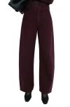 Mango Mid Rise Balloon Jeans In Burgundy