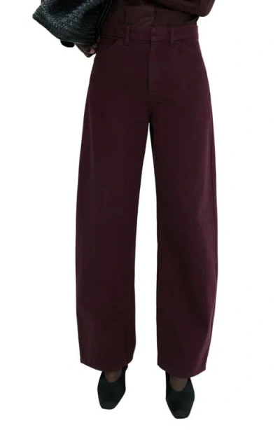 Mango Mid Rise Balloon Jeans In Burgundy