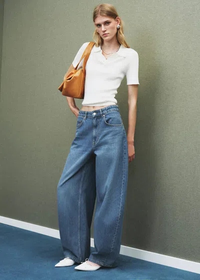 Mango Mid-rise Balloon Jeans Medium Blue