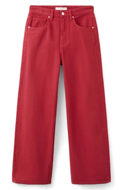 Mango Mid Rise Balloon Jeans In Red