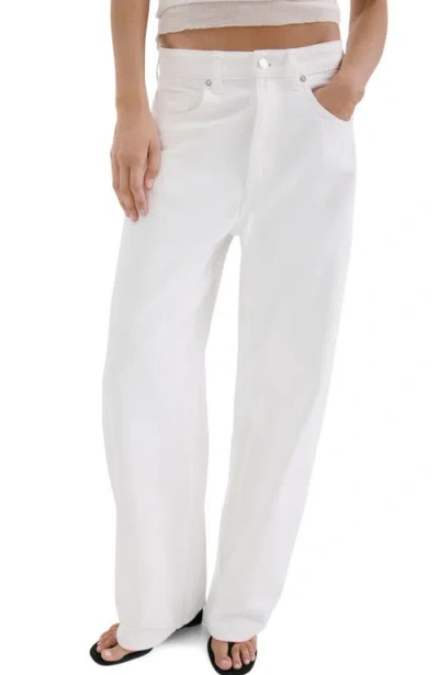 Mango Mid Rise Balloon Jeans In White