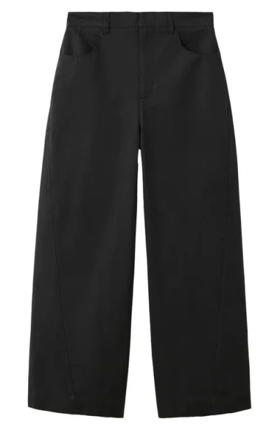 Mango Mid Rise Balloon Twill Pants In Black
