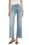 Mango Sharon Raw Hem Wide Leg Ankle Jeans In Light Blue