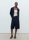 Mango Mid-rise Denim Bermuda Shorts Open Blue