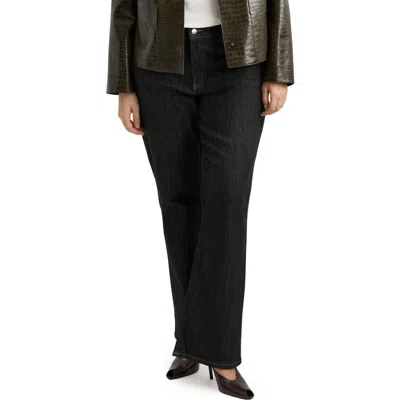 Mango Mid Rise Flare Jeans In Black