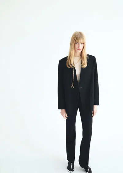 Mango Mid-rise Flare Trousers Black