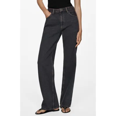Mango Straight Leg Jeans In Black Denim