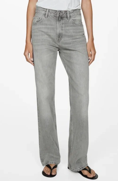 Mango Mid Rise Relaxed Straight Leg Jeans In Denim Grey