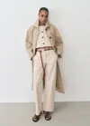 Mango Mid-rise Straight Cotton Trousers Ecru In Ecru