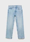 Mango Mid-rise Straight Jeans Medium Blue In Medium Blue