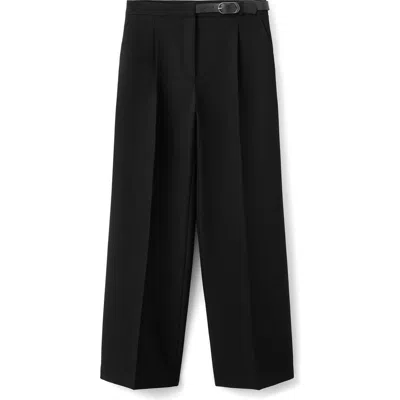 MANGO MANGO MID RISE STRAIGHT LEG BELT PANTS
