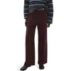 Mango Mid Rise Straight Leg Belt Pants In Burgundy