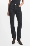 Mango Mid Rise Straight Leg Jeans In Black
